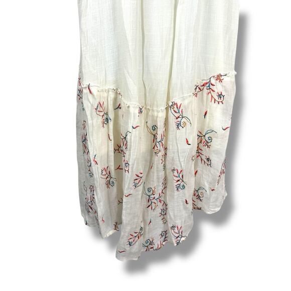 Anthropologie Dress Womens Medium Petite Boho Cottage Embroidered Floral Tiered - Picture 10 of 12